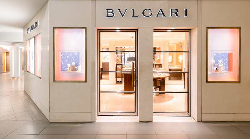 four boutiques: Bulgari, Cartier, David Yurman and Rolex